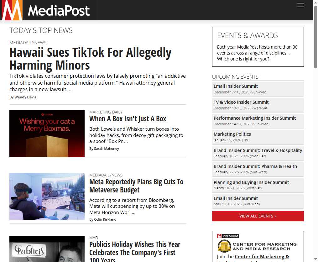 MediaPost 网站截图