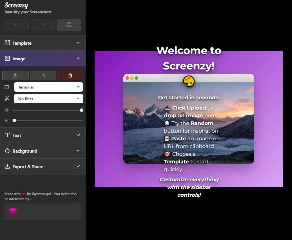 Screenzy 网站截图