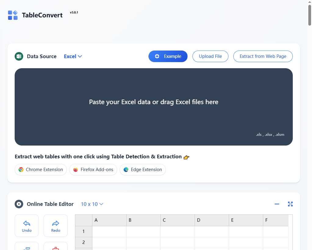TableConvert 网站截图