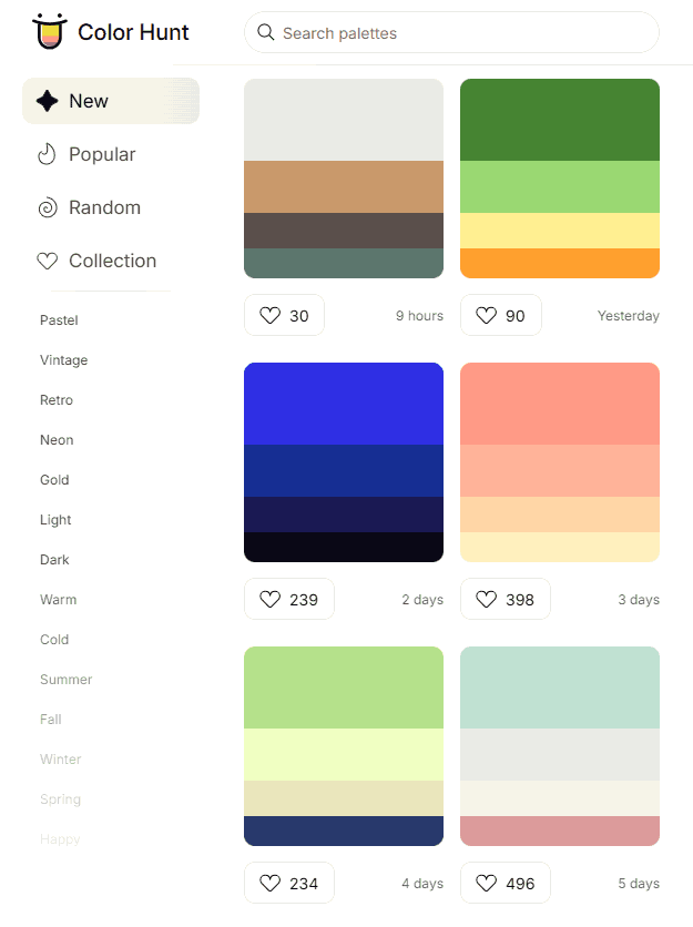 Color Hunt 网站截图