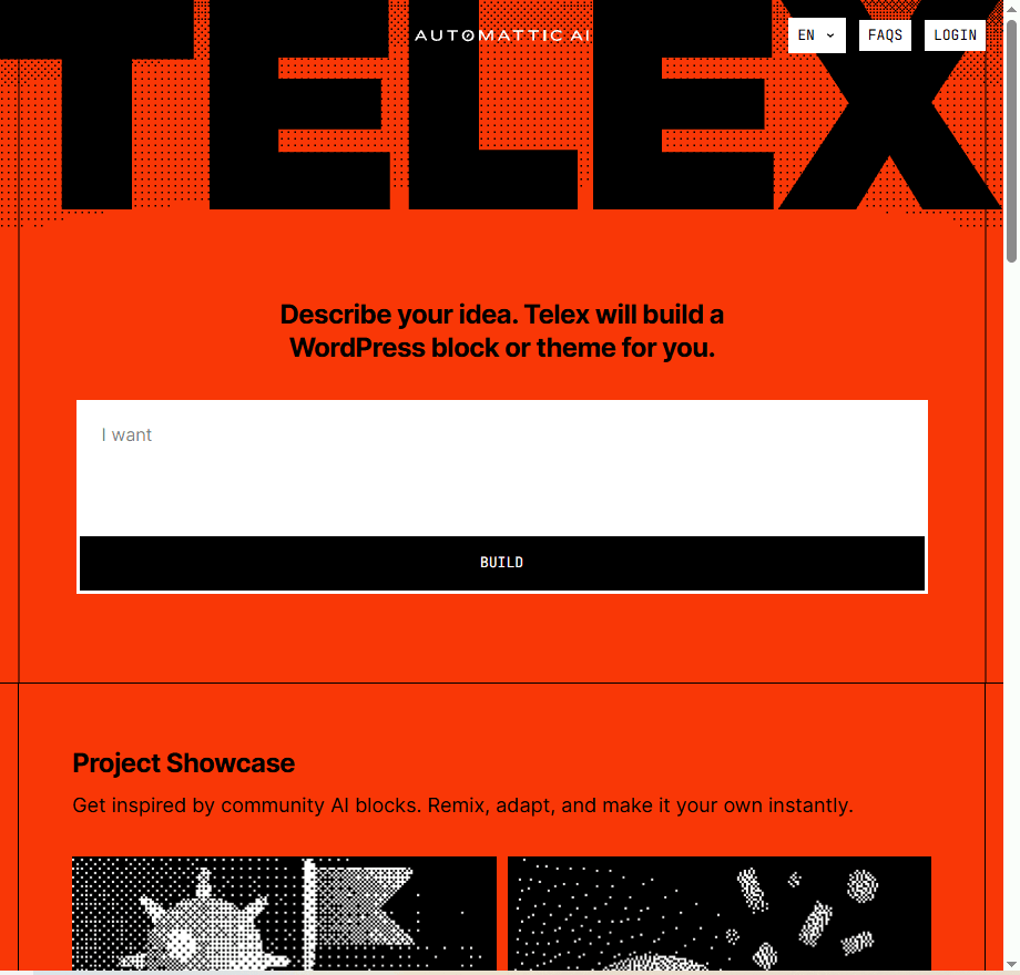 Telex 网站截图