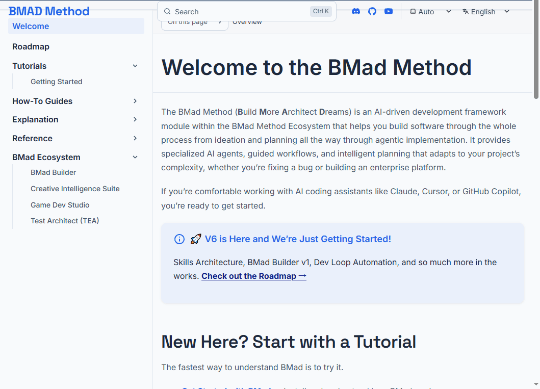 BMAD-METHOD 网站截图