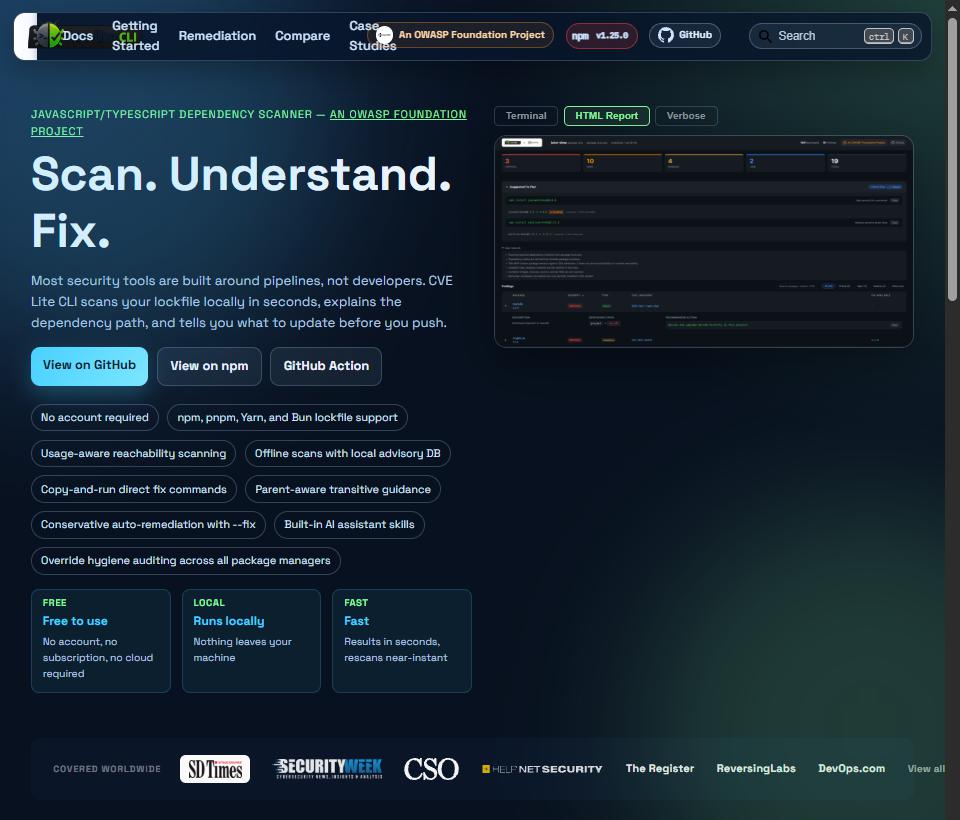 CVE Lite CLI 网站截图