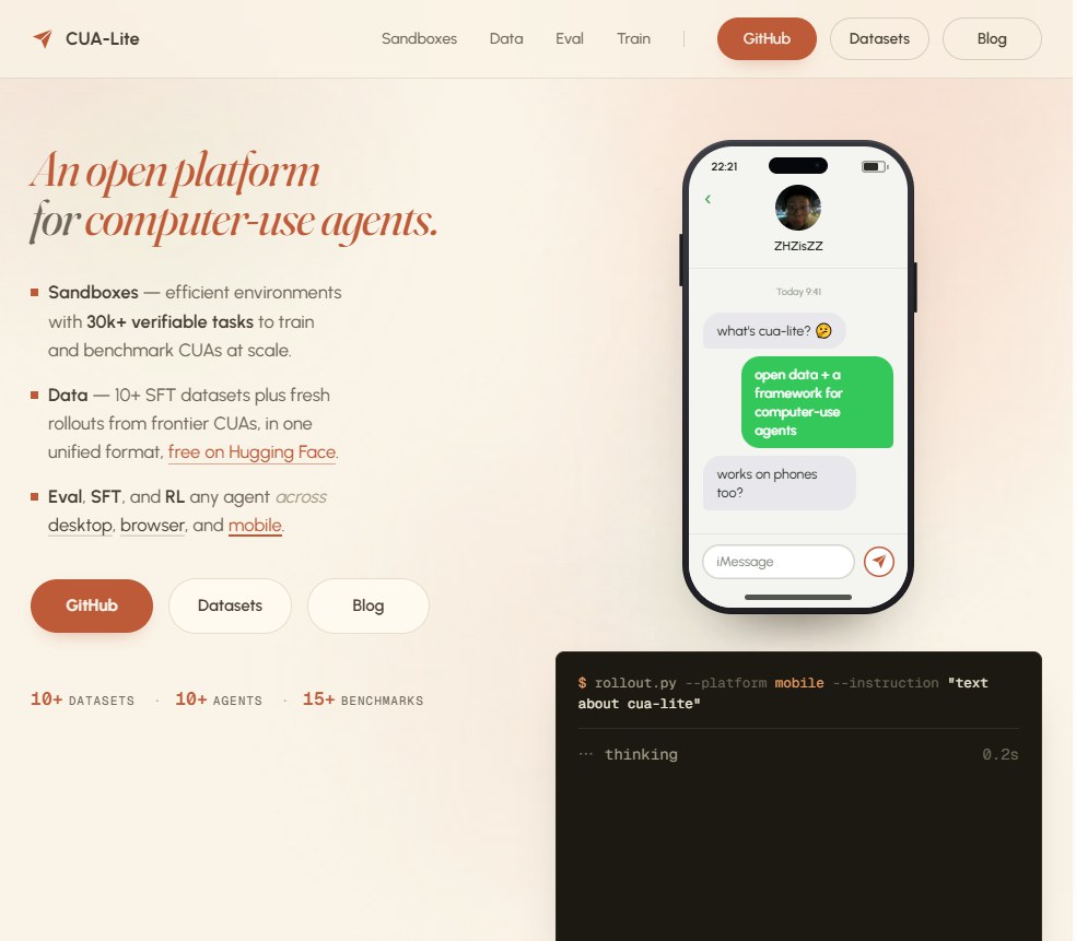 CUA-Lite 网站截图